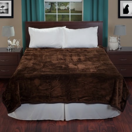 Hastings Home Solid Soft Heavy Thick Plush Mink Blanket 8 pound - Coffee 307843SKY